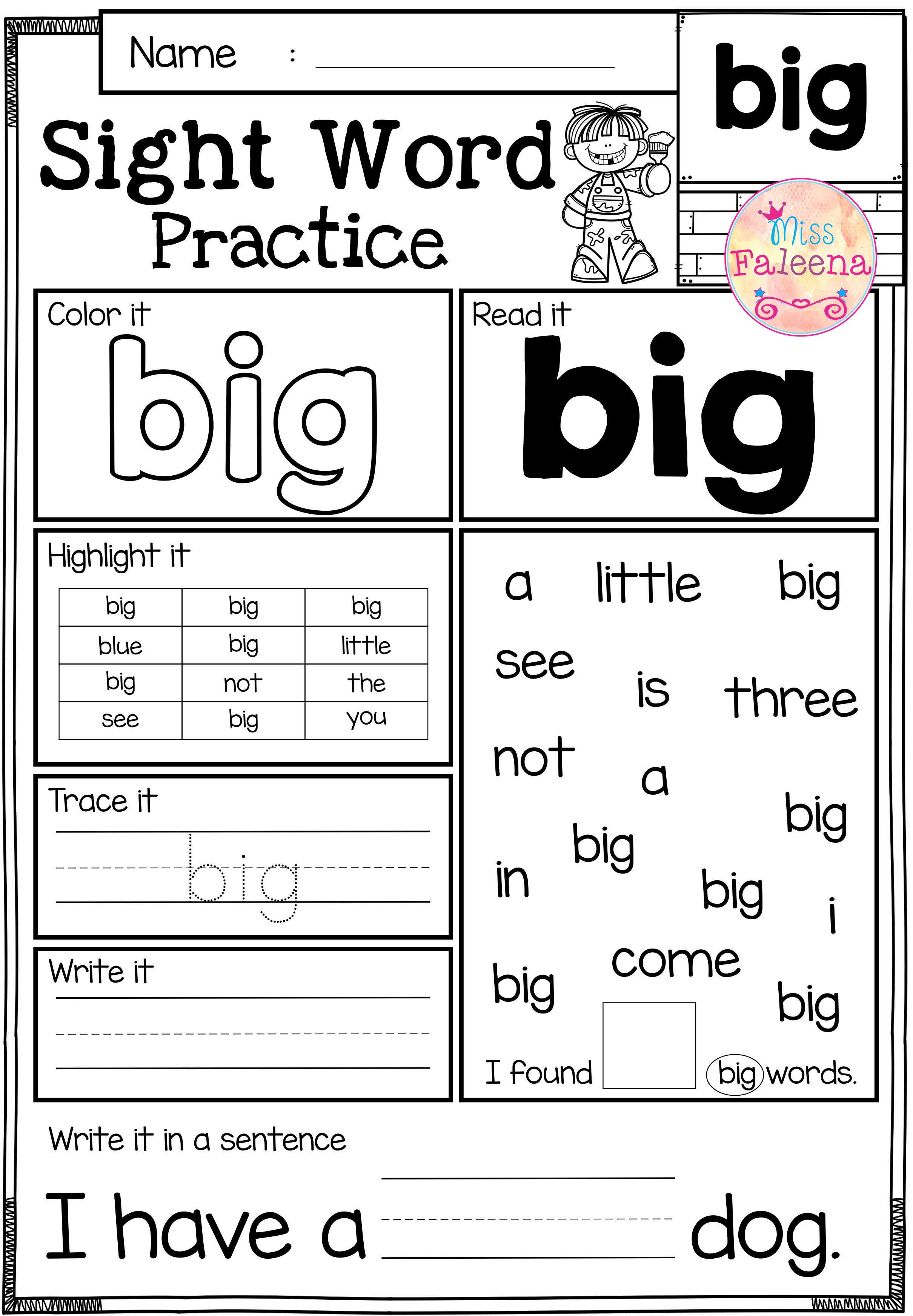 Free Printable Sight Word Worksheets Free Printable