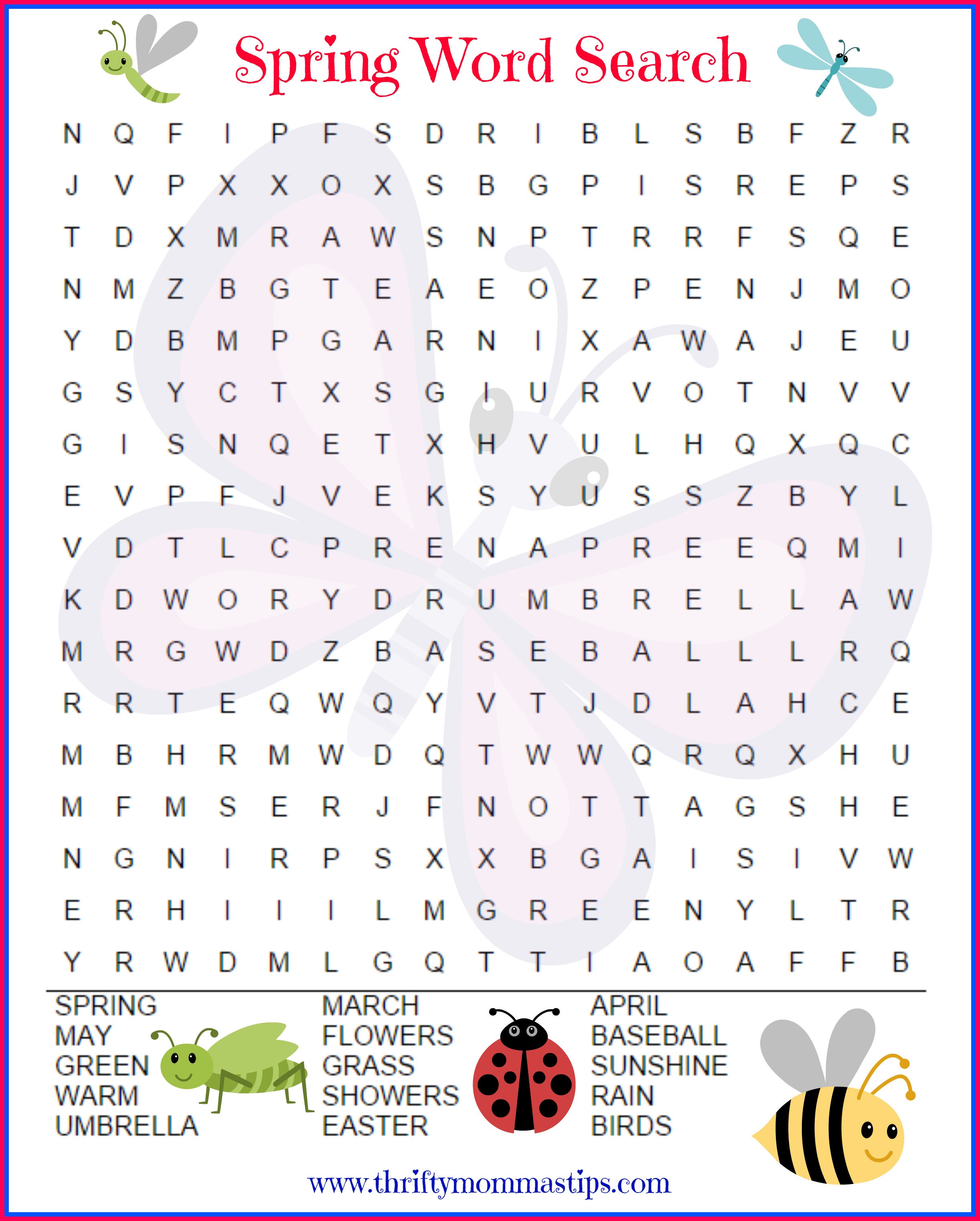 Free Printable Spring Word Searches