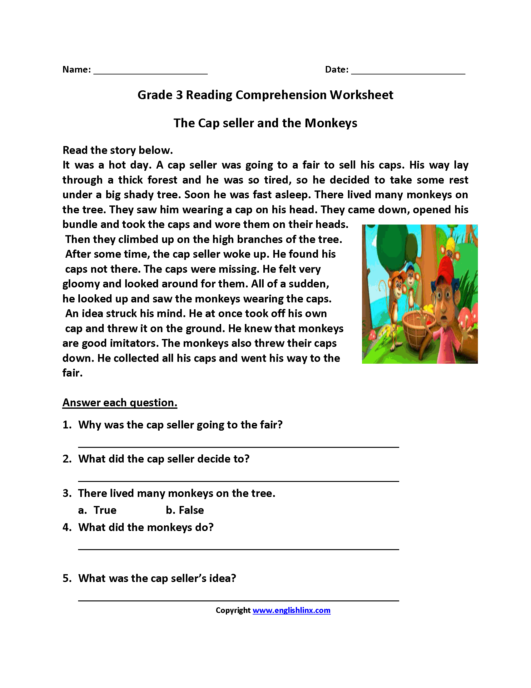 Free Printable Third Grade Reading Comprehension Worksheets K5