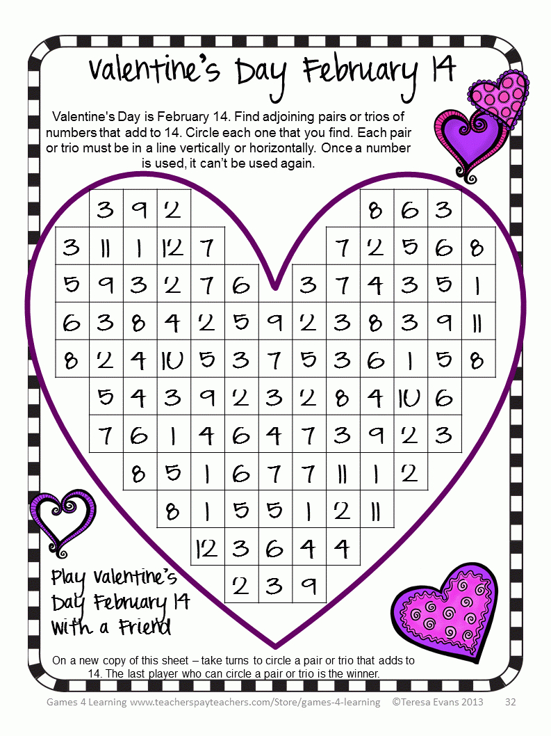 7 Fun Valentine Math Worksheets to Print Free