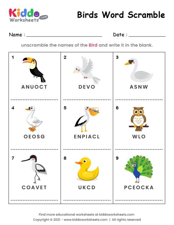 Free Printable Word Scramble Worksheets Kiddoworksheets