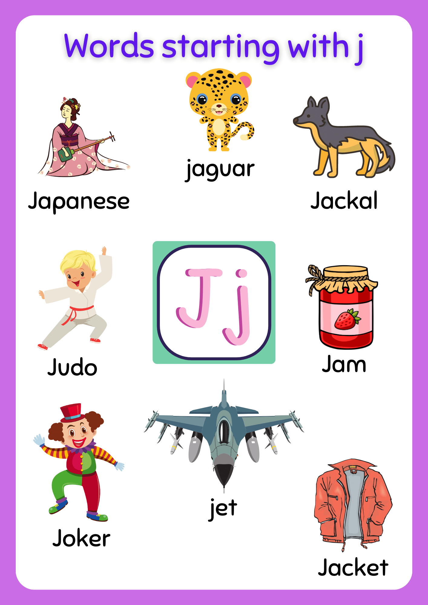 Free Printable Words That Start With J Worksheet About Preschool