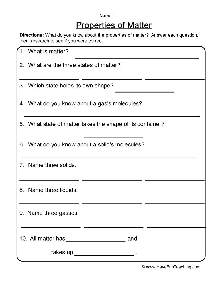 Free Printables On States Of Matter States Of Matter And Worksheets