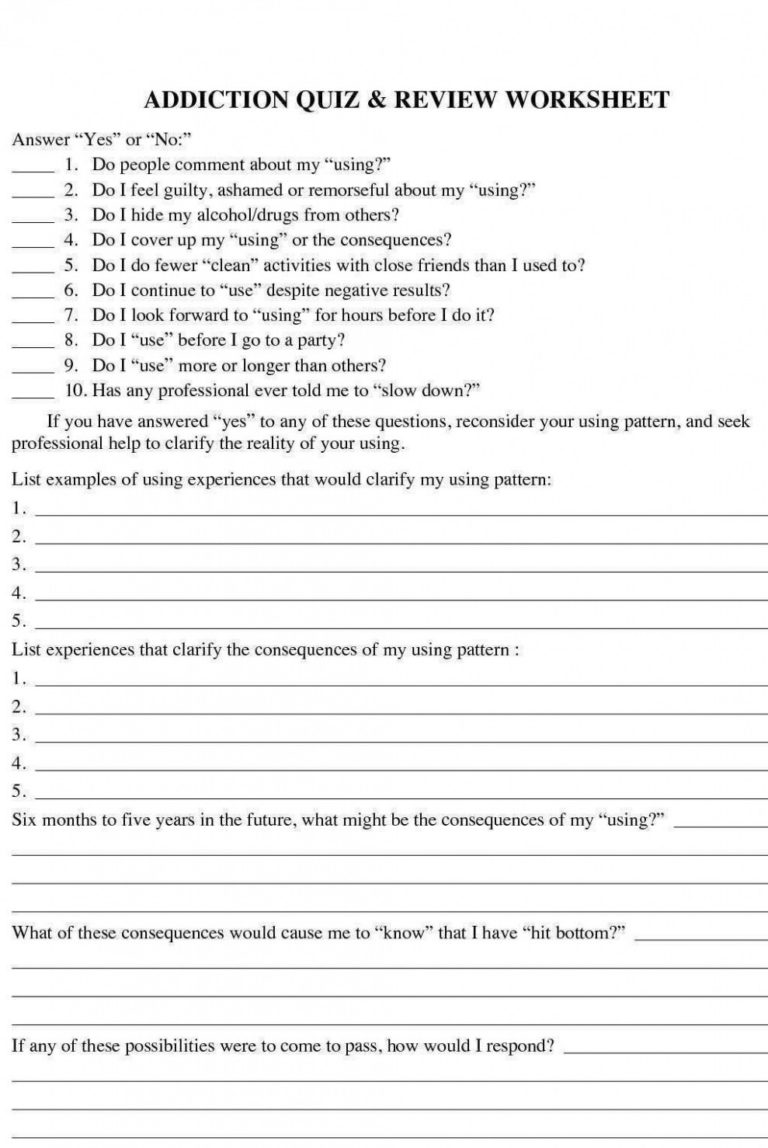 Top Free Relapse Prevention Worksheets Online