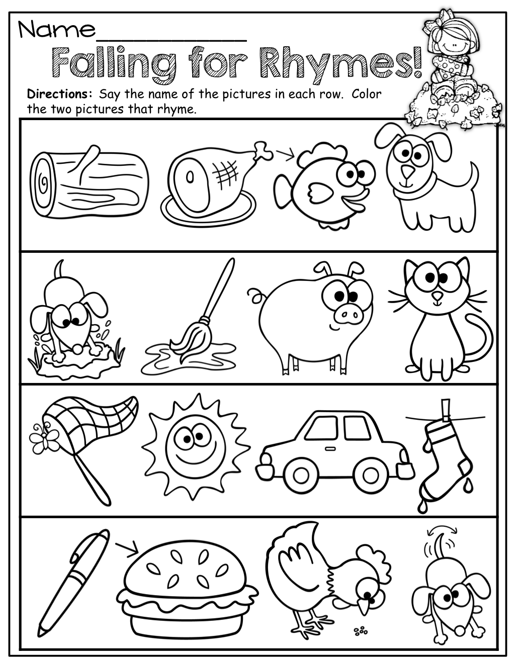 Free Rhyming Worksheets Kindergarten Worksheet For Kindergarten