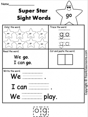 Free Sight Word Worksheet Go Free Worksheets Free4classrooms