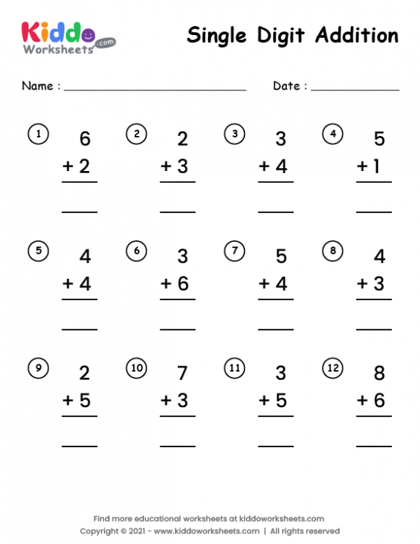 Free Single Digit Addition Worksheets In Vertical Format With Plenty Options To Adjust It