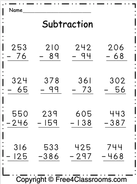 Free Subtraction Worksheets 2 Digit With Regrouping Worksheets Library