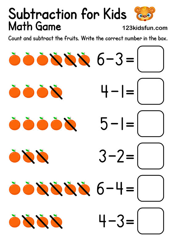 Free Subtraction Worksheets With Pictures For Kindergarten Pdf