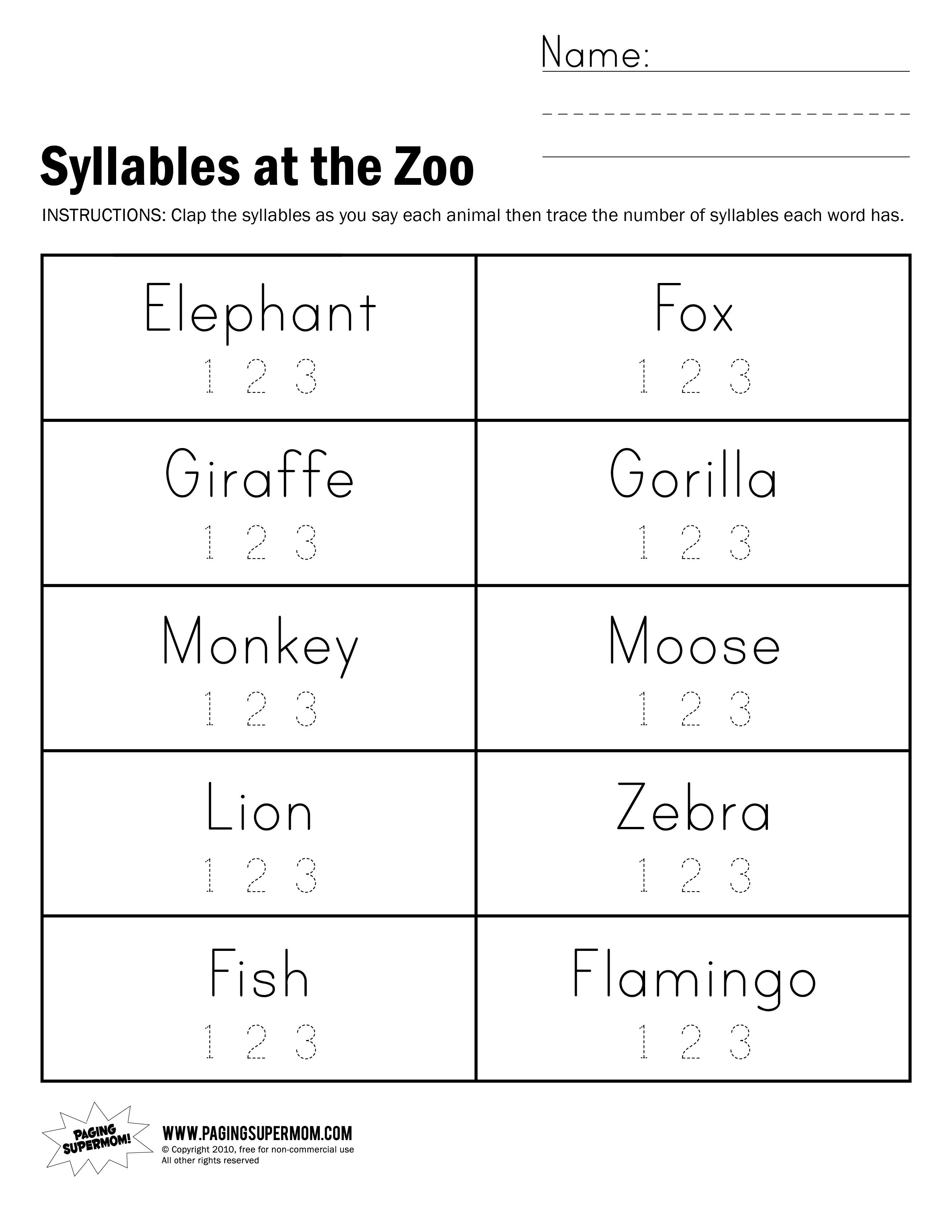 Free Syllable Worksheets for Easy Learning