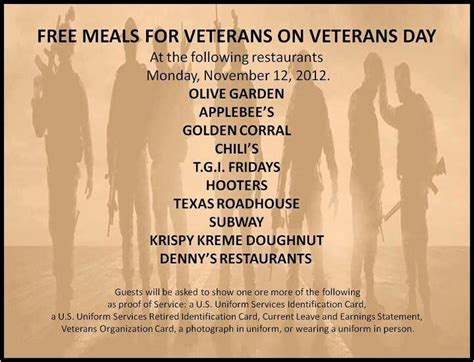 Free Veterans Meals 2024 Dayle Erminie