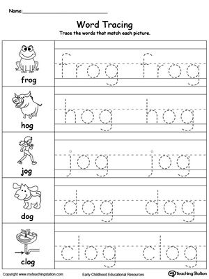 Free Word Tracing Og Words Handwriting Worksheets For Kids Word