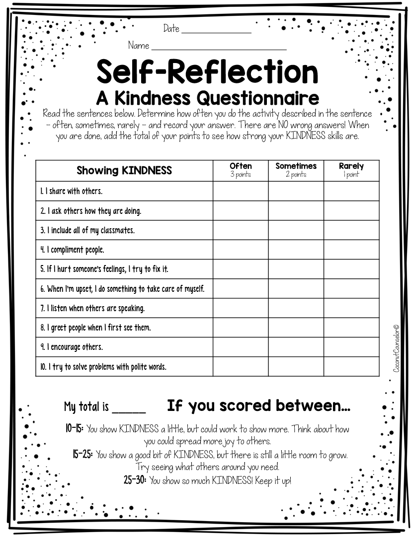 Free Worksheets On Kindness Self Regulation For Parents Teachers