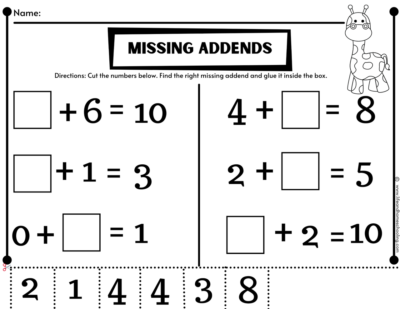 Free Worksheets On Missing Addends Kto5education