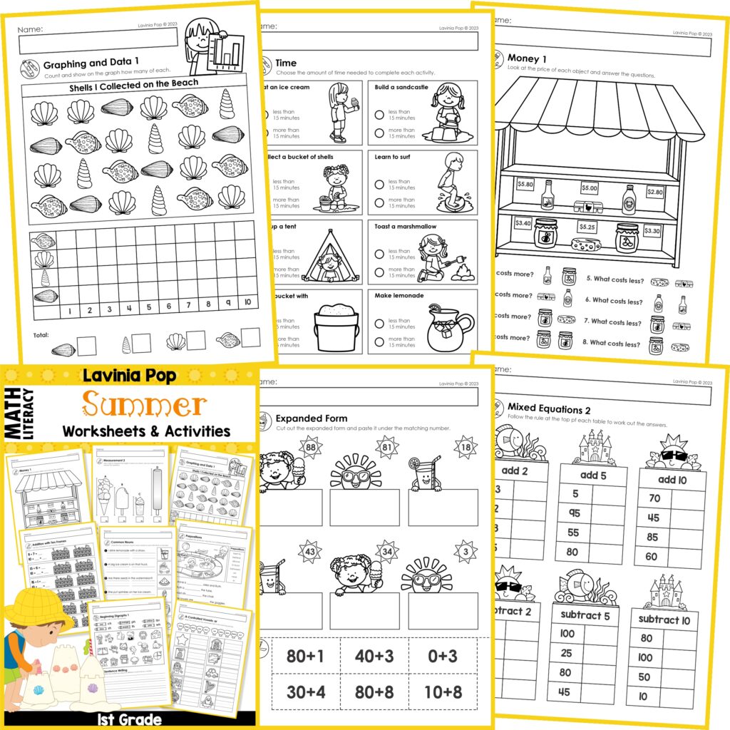 Free Worksheets Summer 1St Grade Worksheets And Activities No Prep