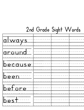 Free Writing Worksheets For 2Nd Grade