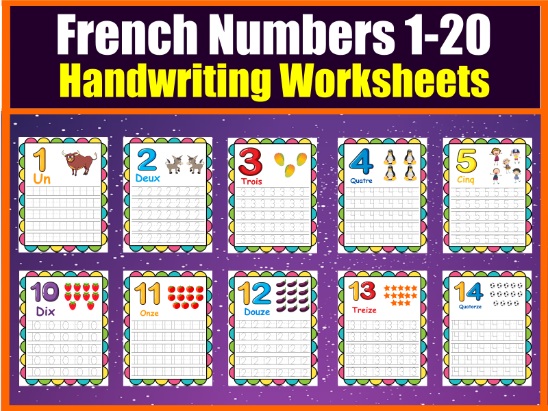 French Numbers Handwriting Worksheet For Early Learners To Trace