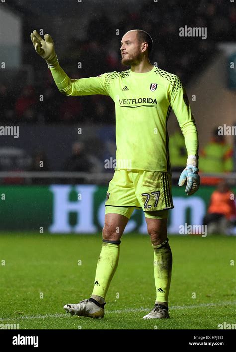 Fulham Goalkeeper David Button During The Sky Bet Championship Match At Ashton Gate Bristol