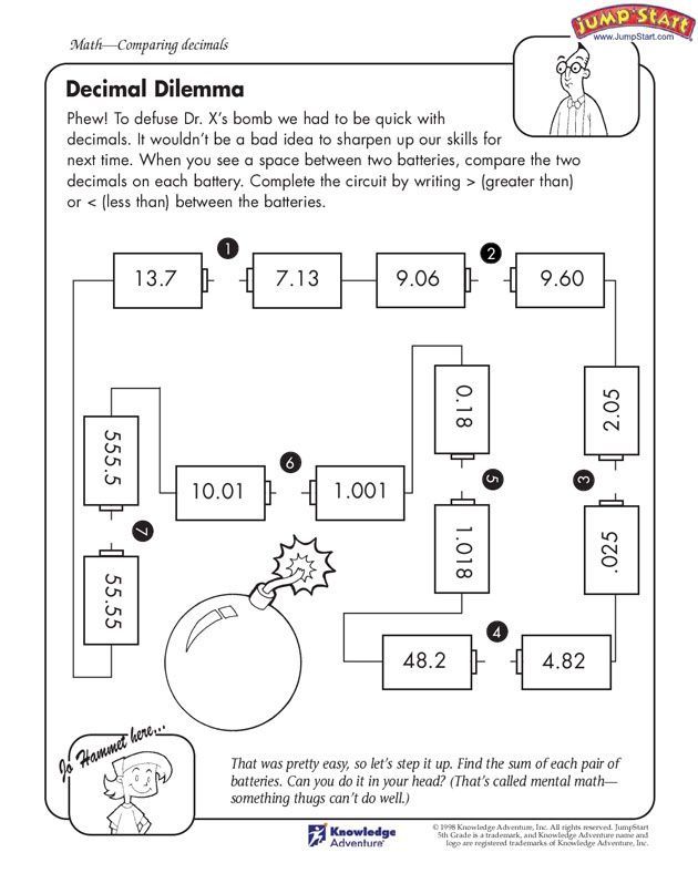 Fun Decimal Worksheets Coloring 001 In 2020 5Th Grade Math Decimals