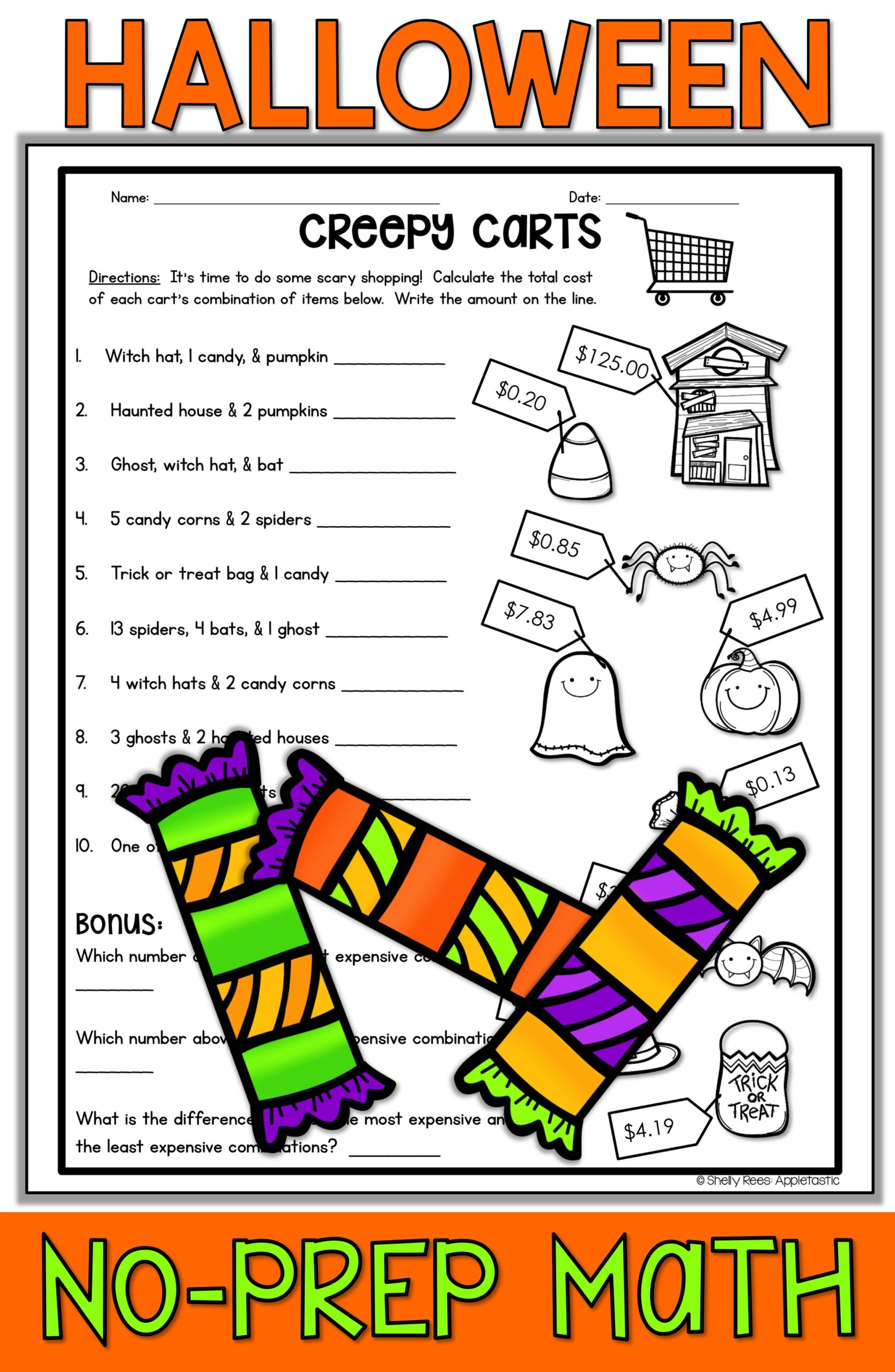 Fun Halloween Math Worksheets For 2Nd Grade Alphabetworksheetsfree Com