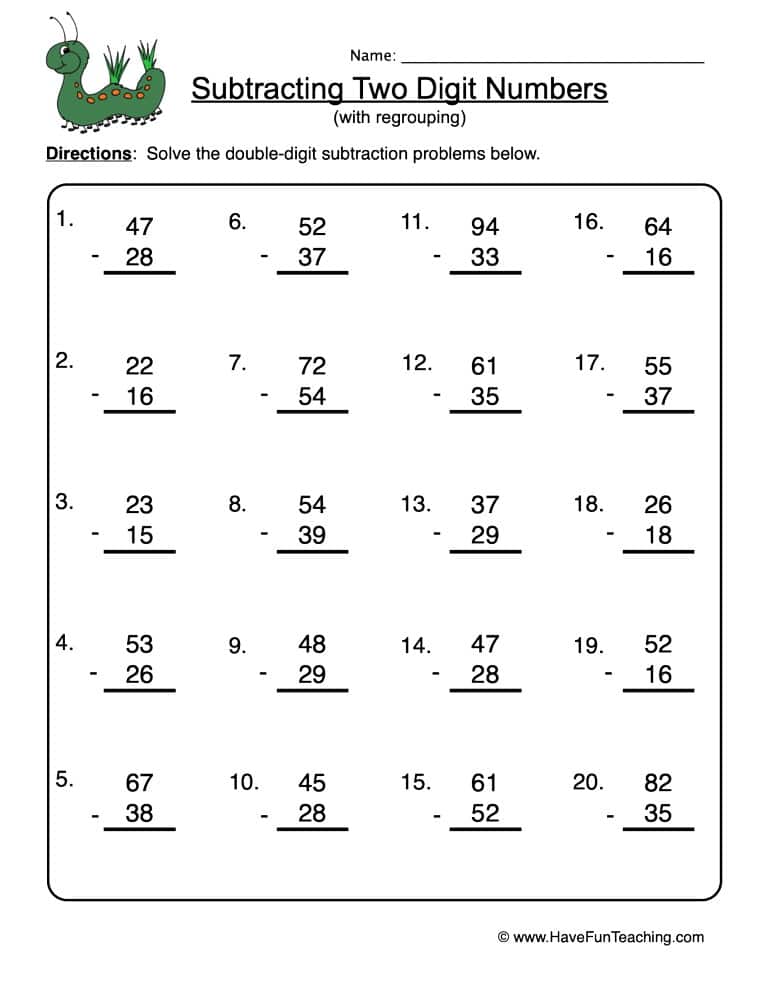 Fun Subtraction With Regrouping Worksheets Worksheet Educational Ideas