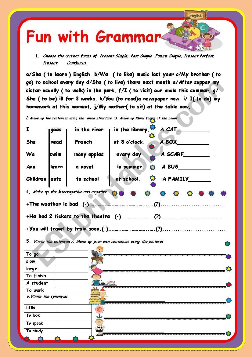 Fun With Grammar Esl Worksheet By Myemma