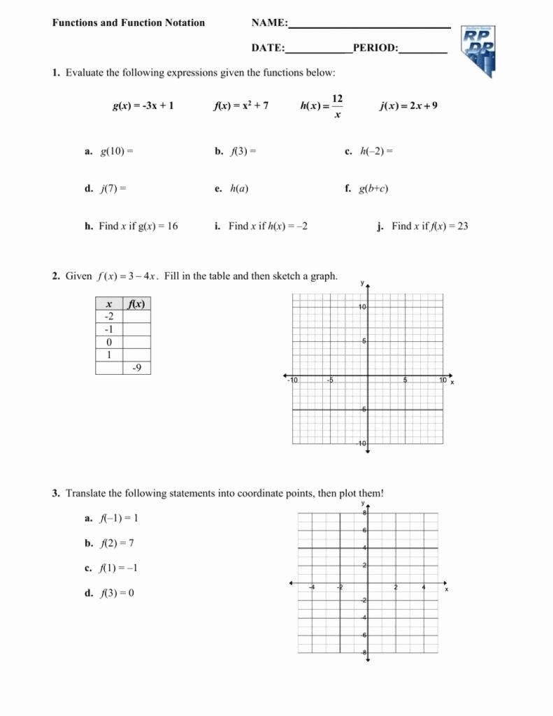 Function Notation Matching Worksheet Evaluating Functions By Algebra