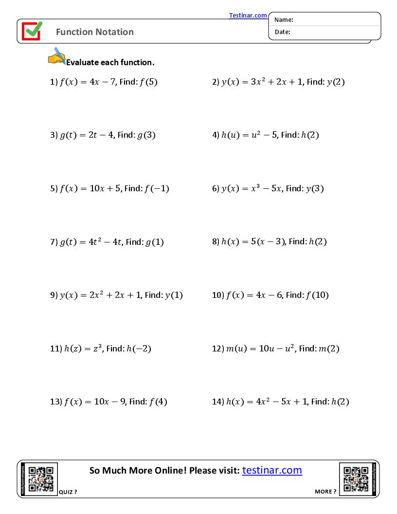 Function Notation Worksheet Kuta Thekidsworksheet