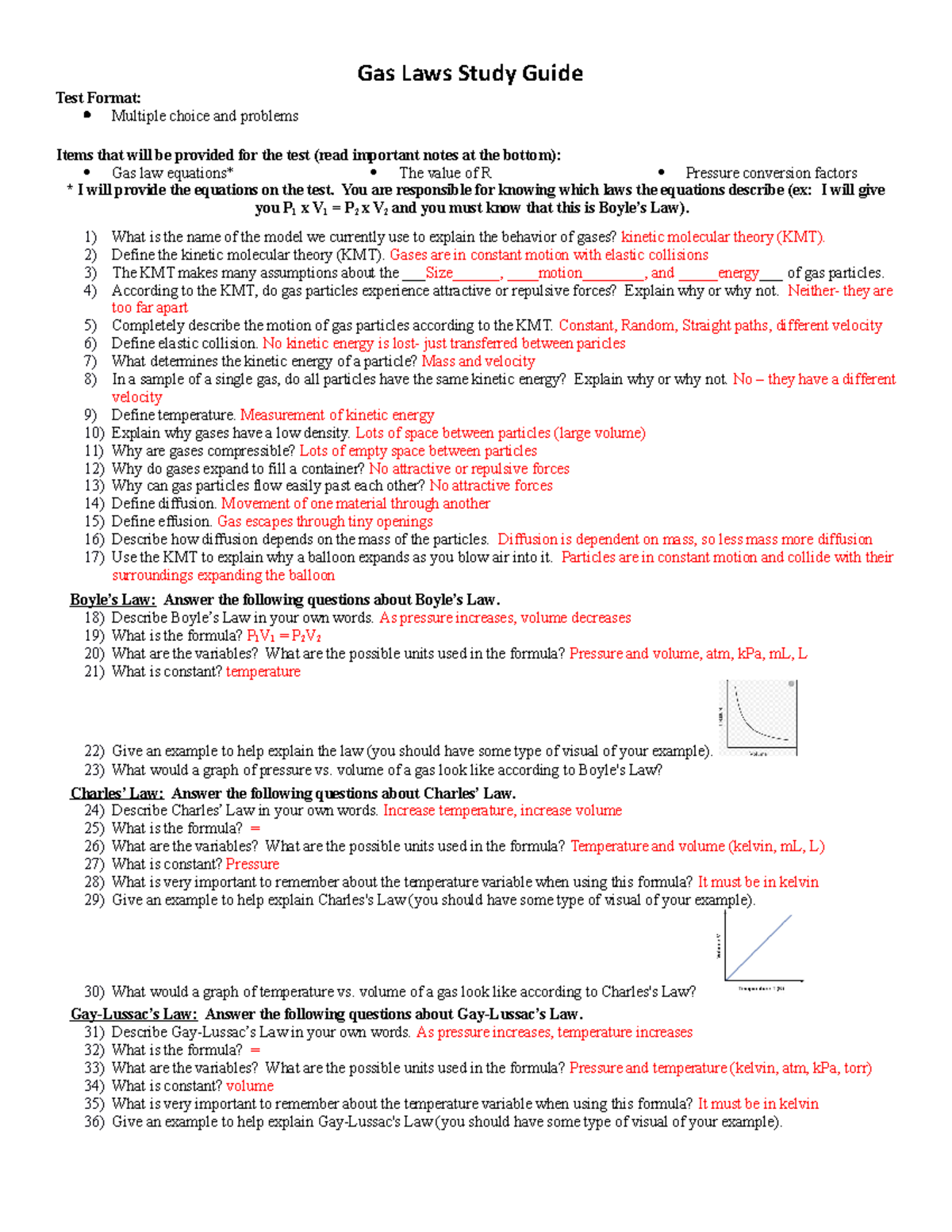 Gas Laws Study Guide Formative Assessment Amp Test Bank Questions With Google Made By Teachers