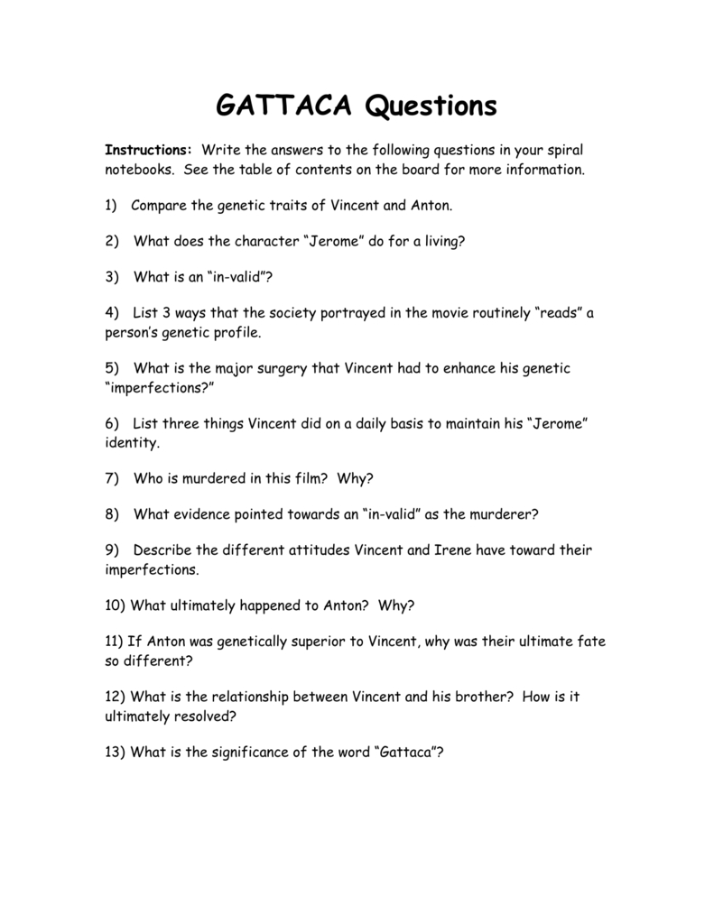 5 Essential Answers for Gattaca Worksheet Success