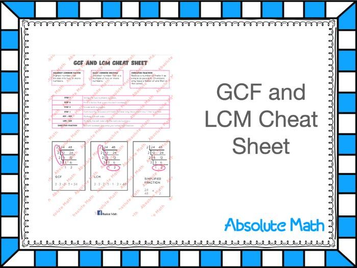 Gcf And Lcm Cheat Sheet