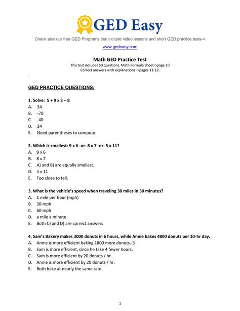 Ged Math Practice Questions Lessons Alfataste