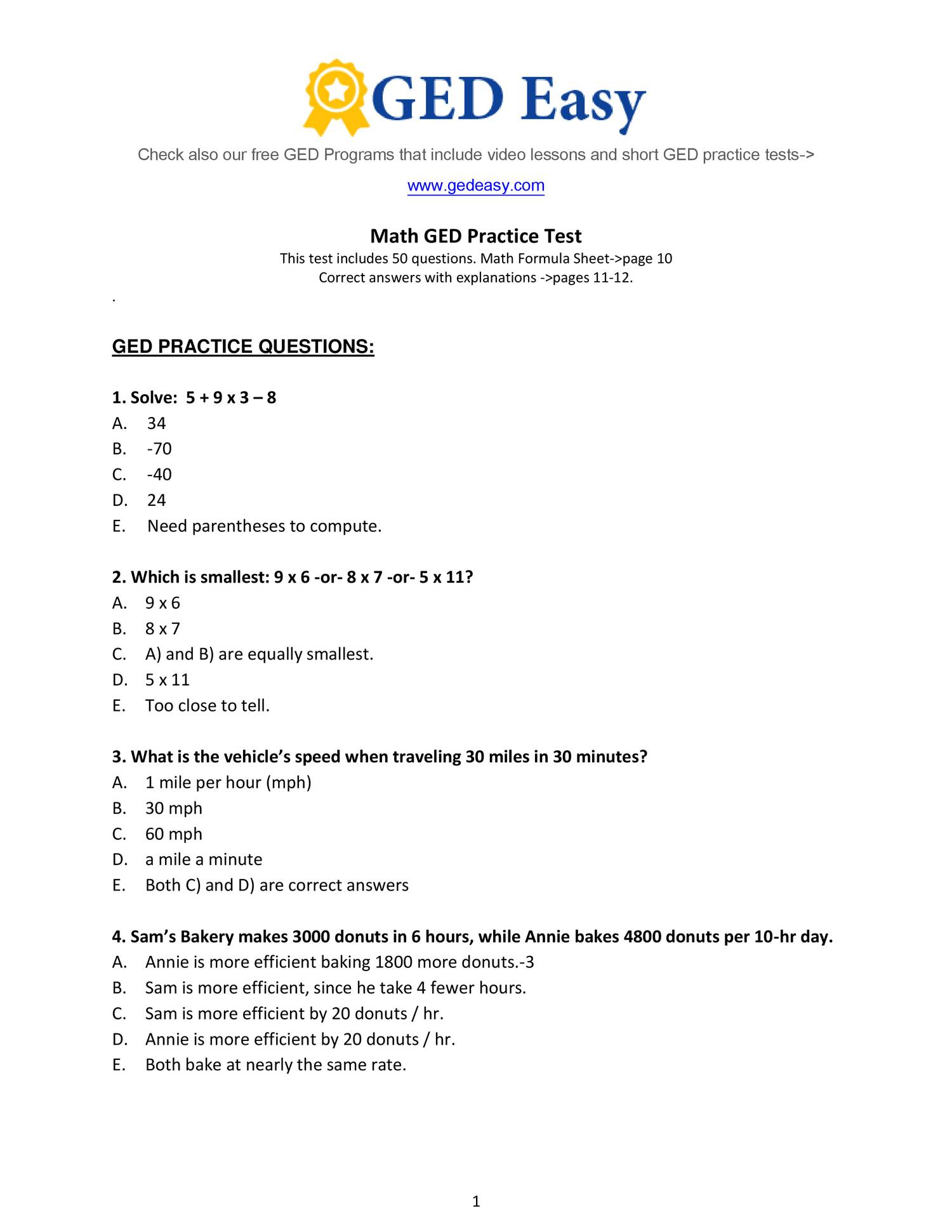 Ged Worksheets And Answer Key Preschool Worksheets