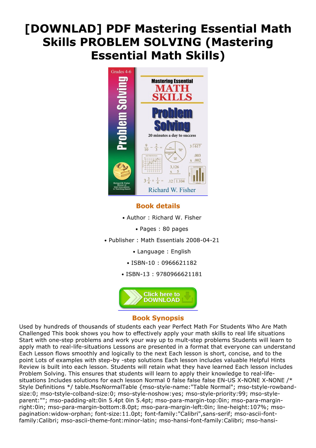 Geeter Downlad Pdf Mastering Essential Math Skills Problem Solving