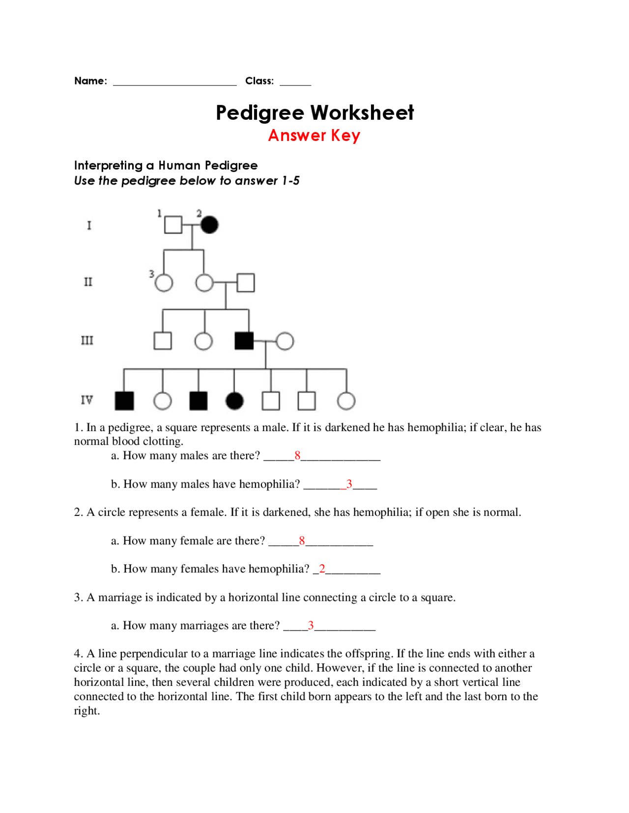 Genetics Practice Problems Simple Worksheet Human Pedigree Worksheet