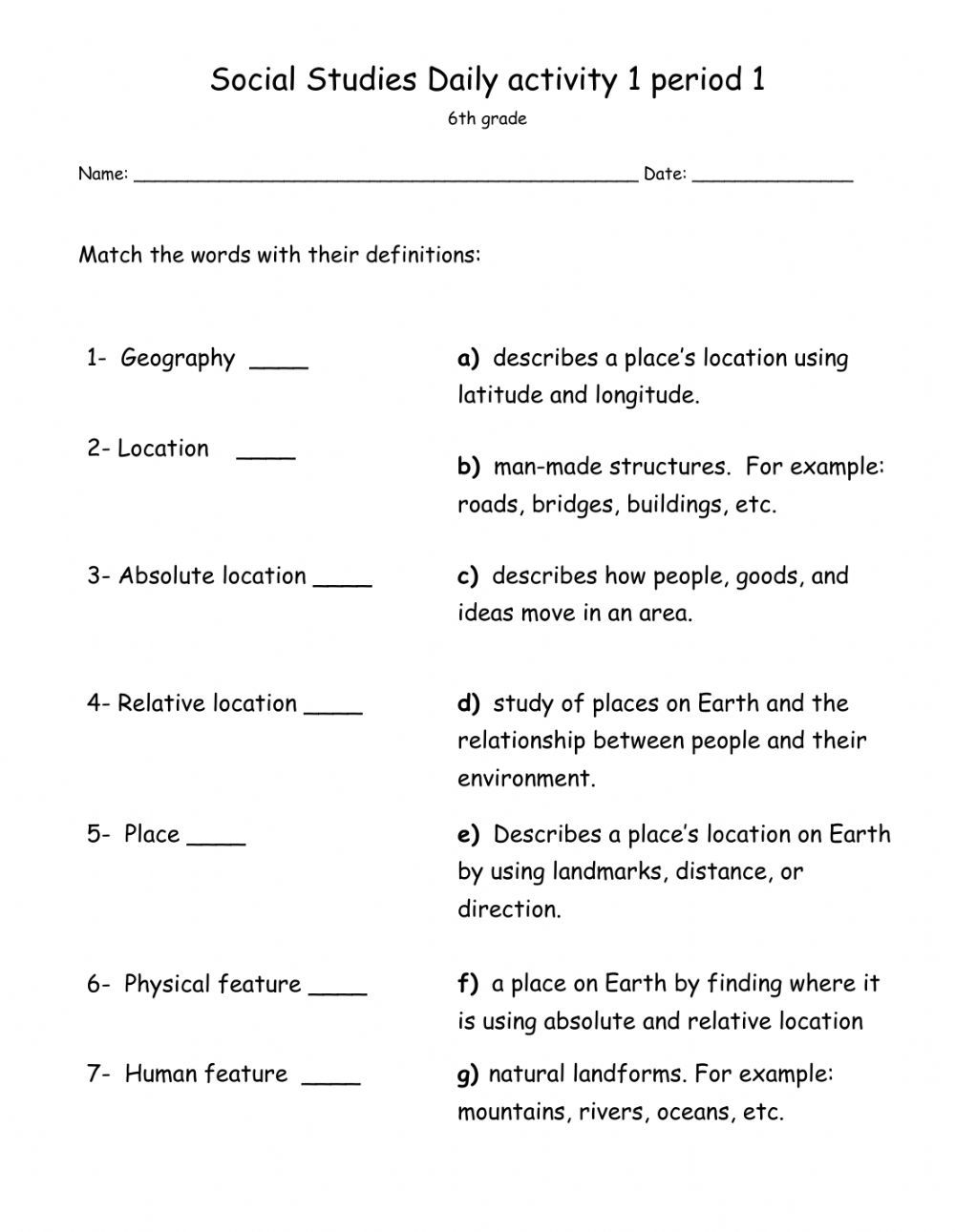 Geography Worksheets Social Studies Worksheets Geography Worksheets 4Th Grade Social Studies