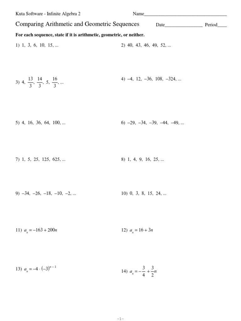 Geometric And Arithmetic Sequence Worksheet Zipworksheet Com