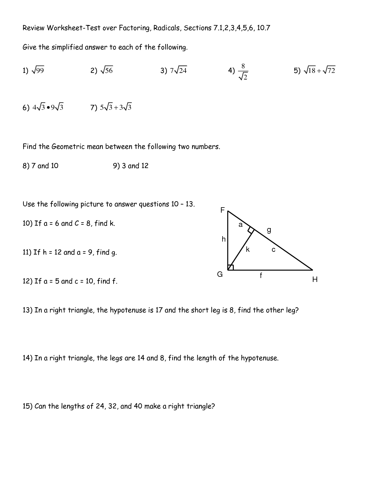 Geometric Mean Worksheet Answer Key Worksheet