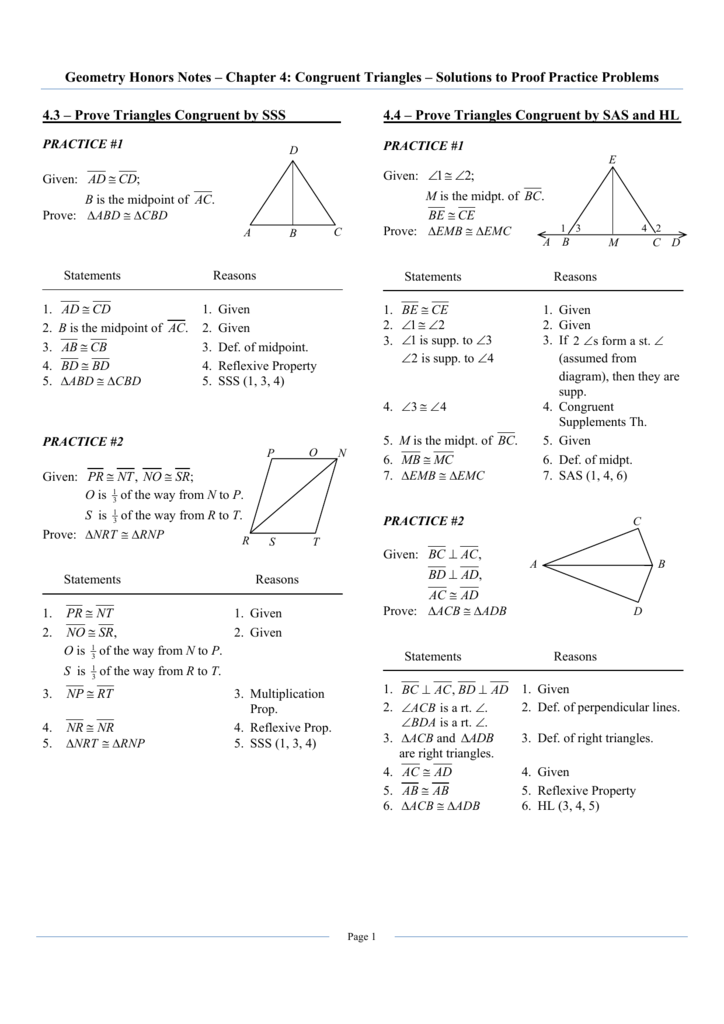 Geometric Proofs Worksheets