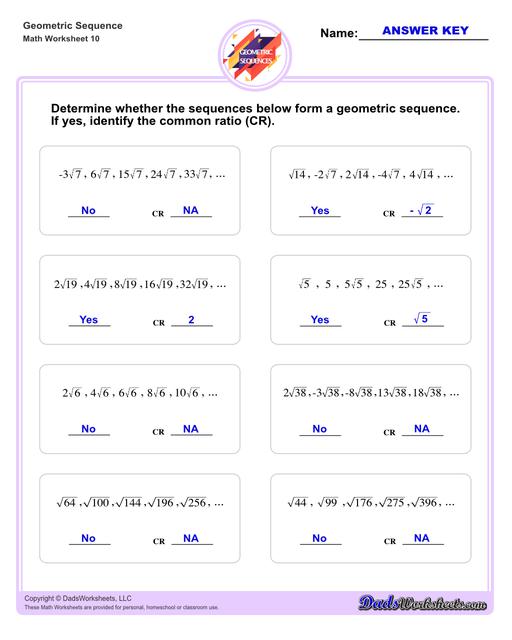 Geometric Sequence Worksheet With Answers Pdf Fill And Sign Printable