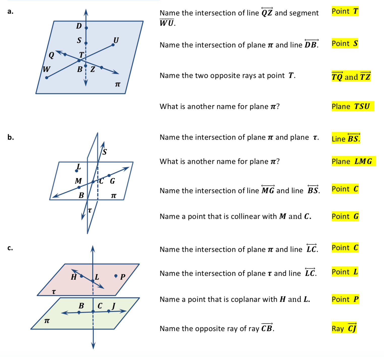 Geometry 1 1 Points Lines And Planes Workbook