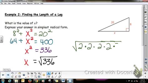 Geometry 8 1 The Pythagorean Theorem Its Converse Youtube