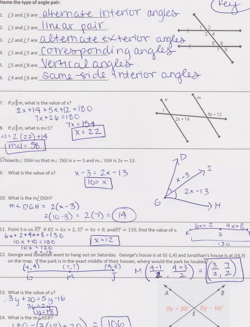 Geometry Angle Proofs Practice With Answers