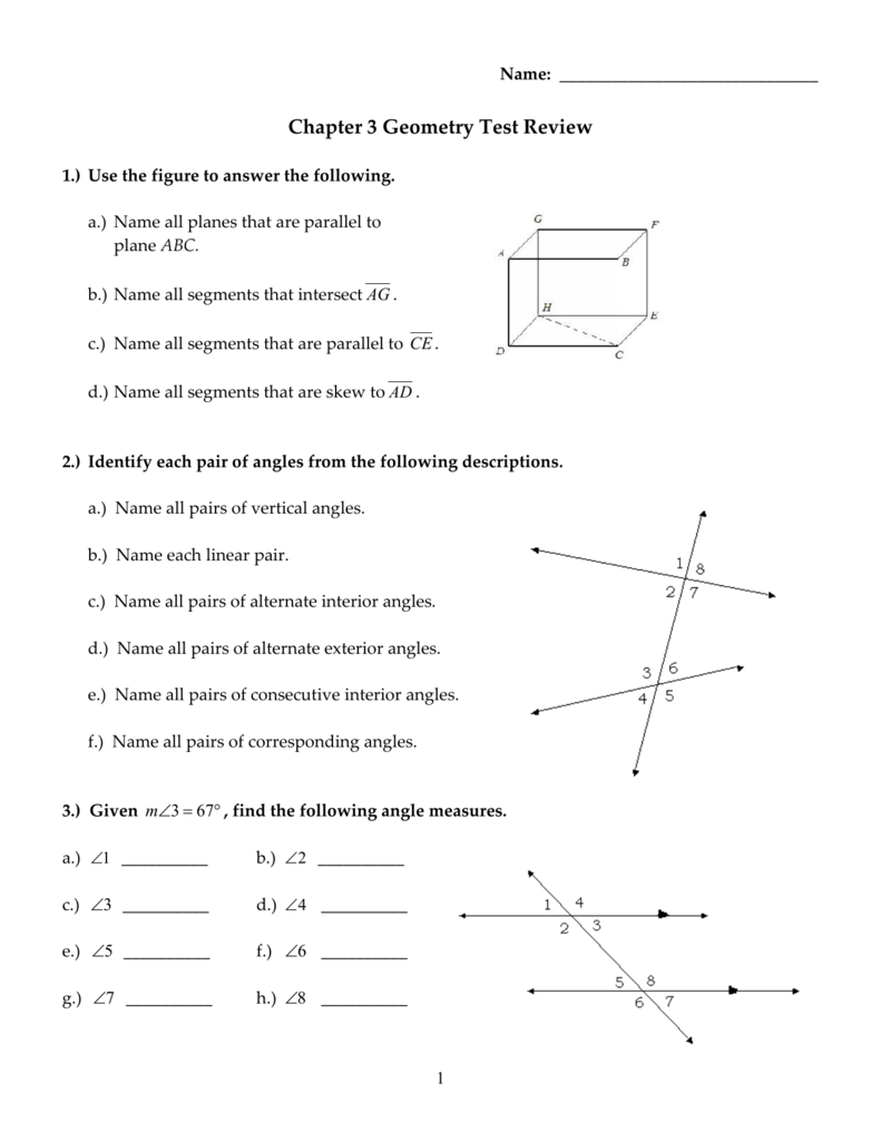 Geometry Chapter 1 3 Worksheet Answers