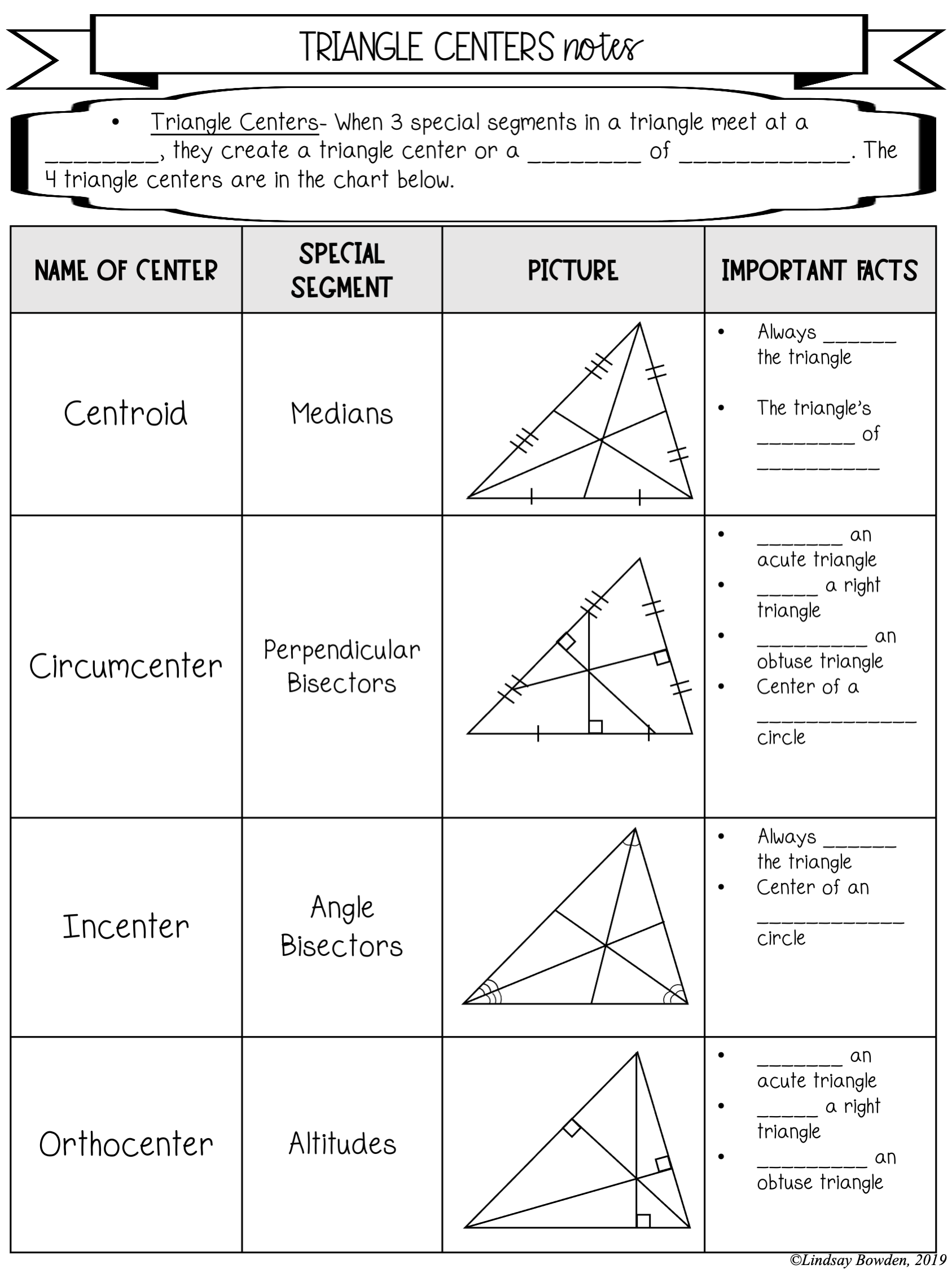 Geometry Fall 2015 Lesson 021 019 Mp1 Worksheet Triangle Centers