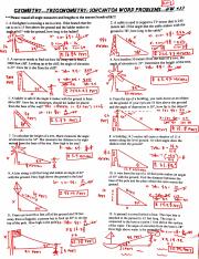 Geometry Hw 33 Trigonometry Soh Cah Toa Word Problems Worksheet Key