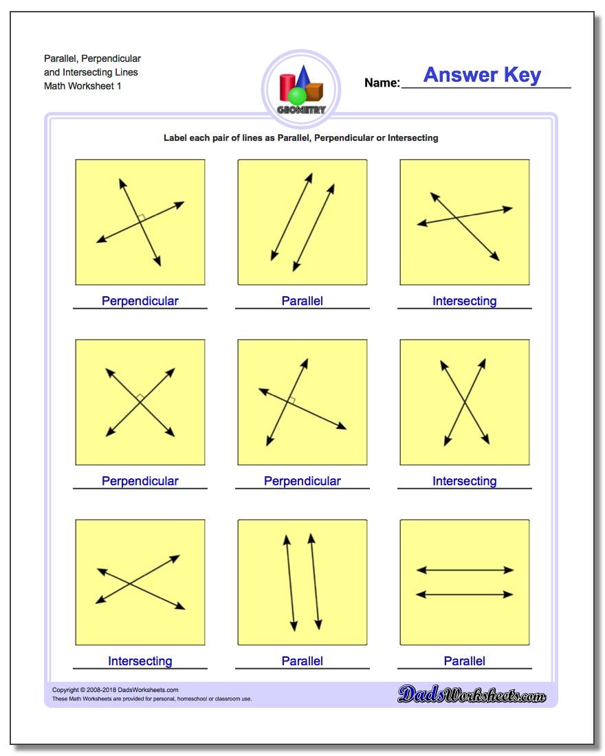 Geometry Parallel And Perpendicular Lines Worksheets