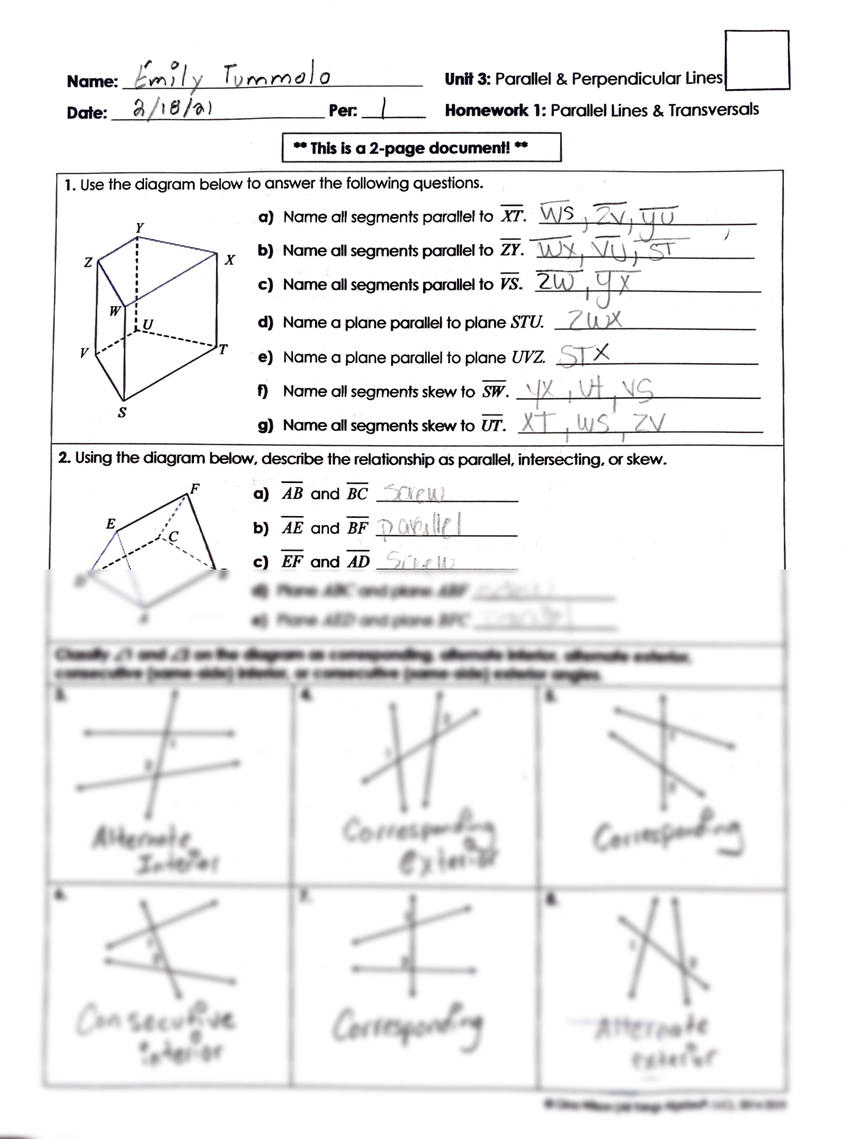 Geometry Unit 3 Parallel Amp Perpendicular Lines Notes And Worksheets Bundle