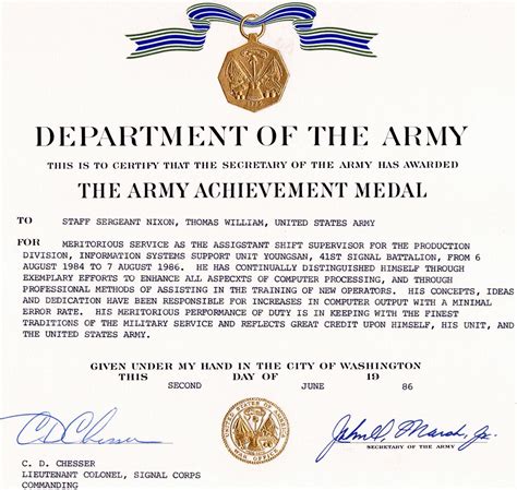 Get Our Printable Army Achievement Medal Certificate Template Certificate Of Achievement