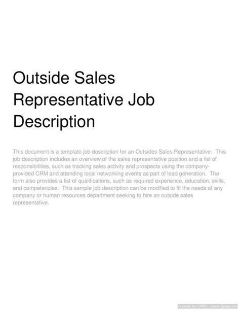 Get Our Sample Of Outside Sales Job Description Template